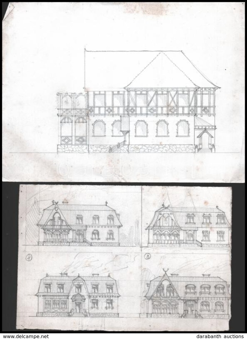 Cca 1910-1920 4 Db Rajzolt Ház Terv. Egyik A Ménesi út Egy Villájáról - Ohne Zuordnung