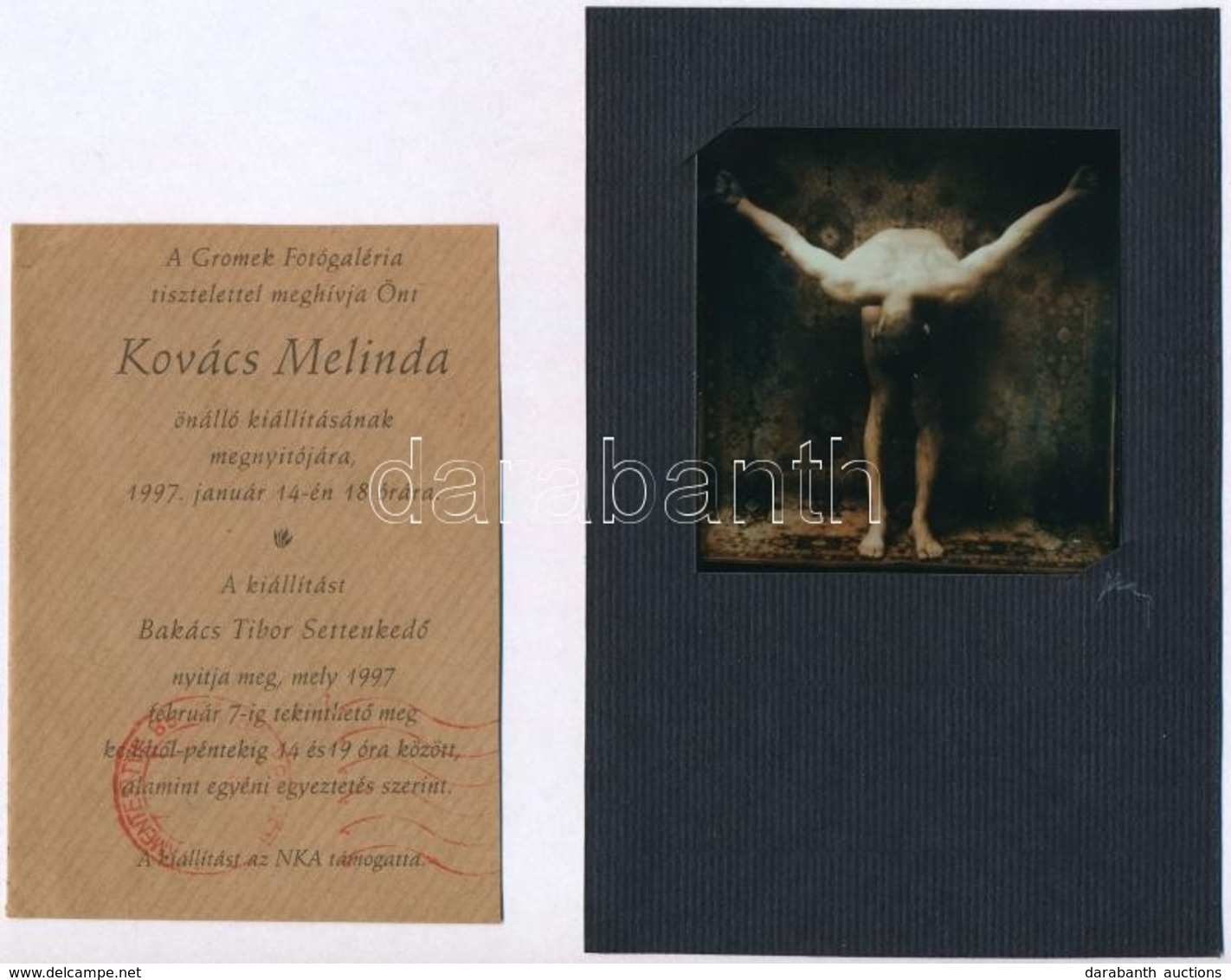 1997 Kovács Melinda Szignózott, Vintage Fotóművészeti Alkotása, Amelyet A Gromek Fotógalériában Rendezett Kiállításán Mu - Sonstige & Ohne Zuordnung