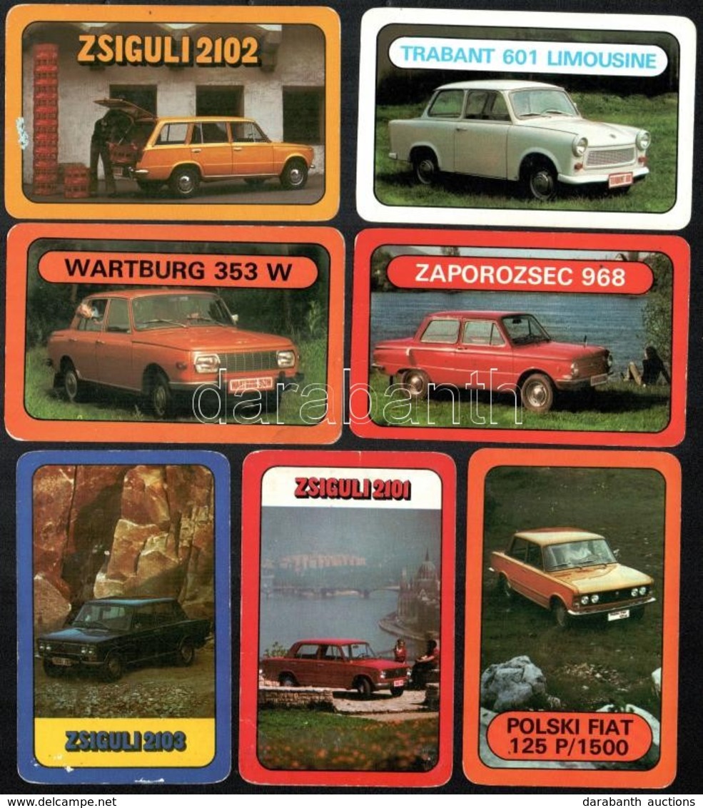 1976-1978 12 Db Merkúr Reklámos Kártyanaptár, A Szocialista Blokk Autótípusaival - Werbung