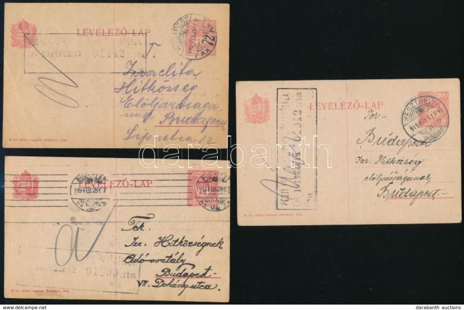 1919 A Budapesti Izraelita Hitközségnek Küldött 5 Db Levél és Levelezőlap - Sonstige & Ohne Zuordnung