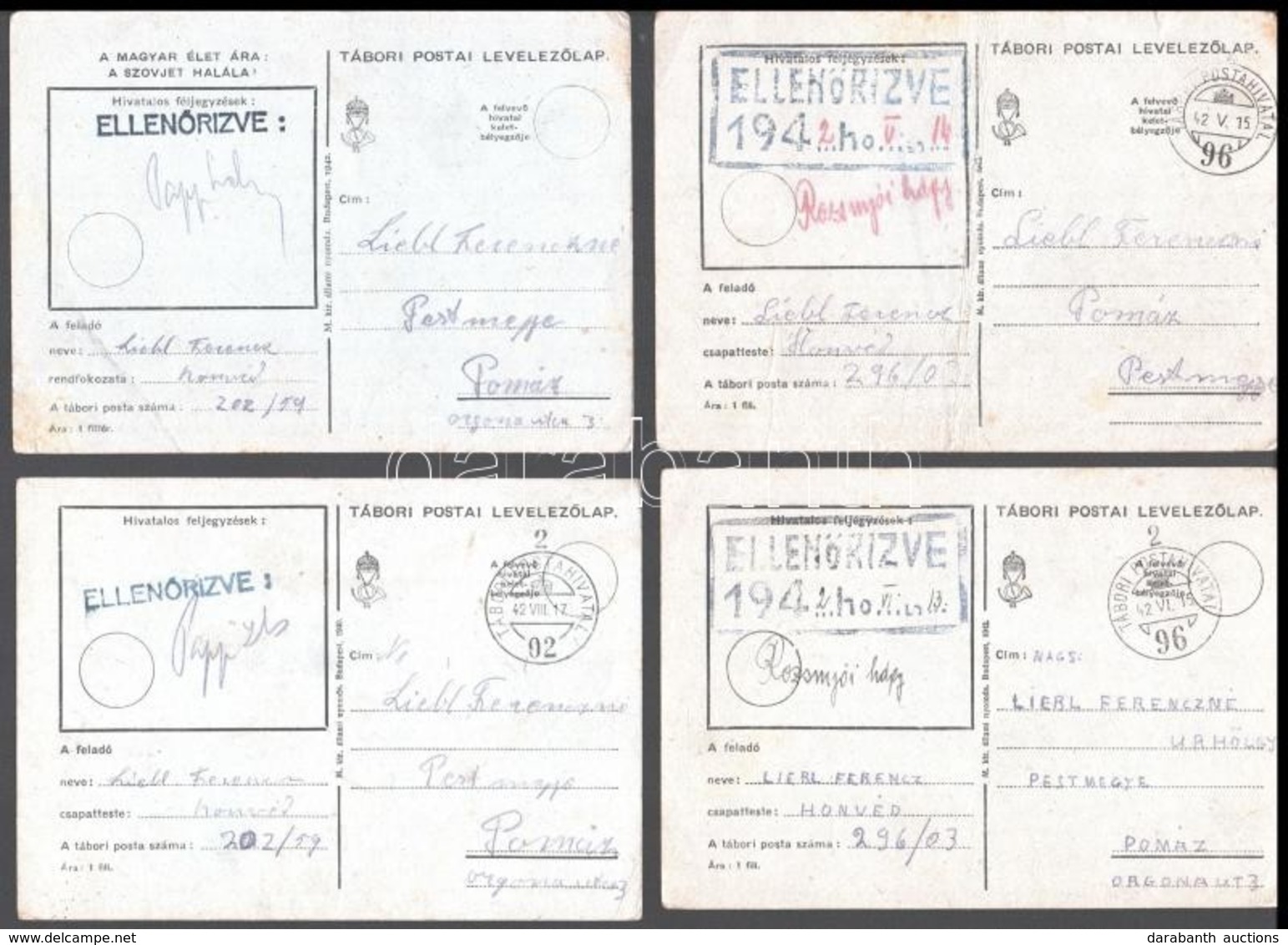 1942 Tábori Postai Levelezőlapok, 16 Db - Sonstige & Ohne Zuordnung