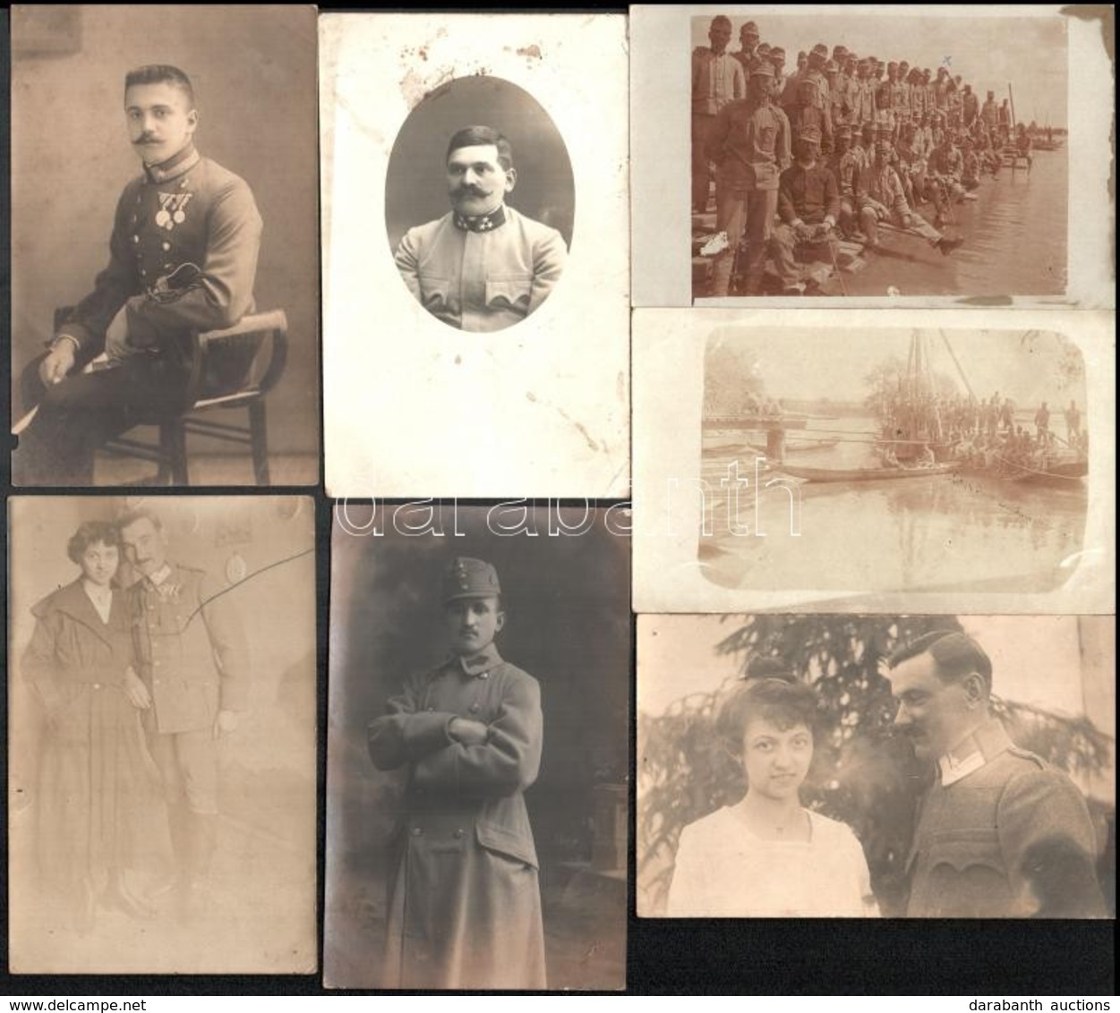 Cca 1914-1918 Első Világháborús Osztrák-magyar Katonákat ábrázoló Fotó, 7 Db, 9x14 Cm - Sonstige & Ohne Zuordnung
