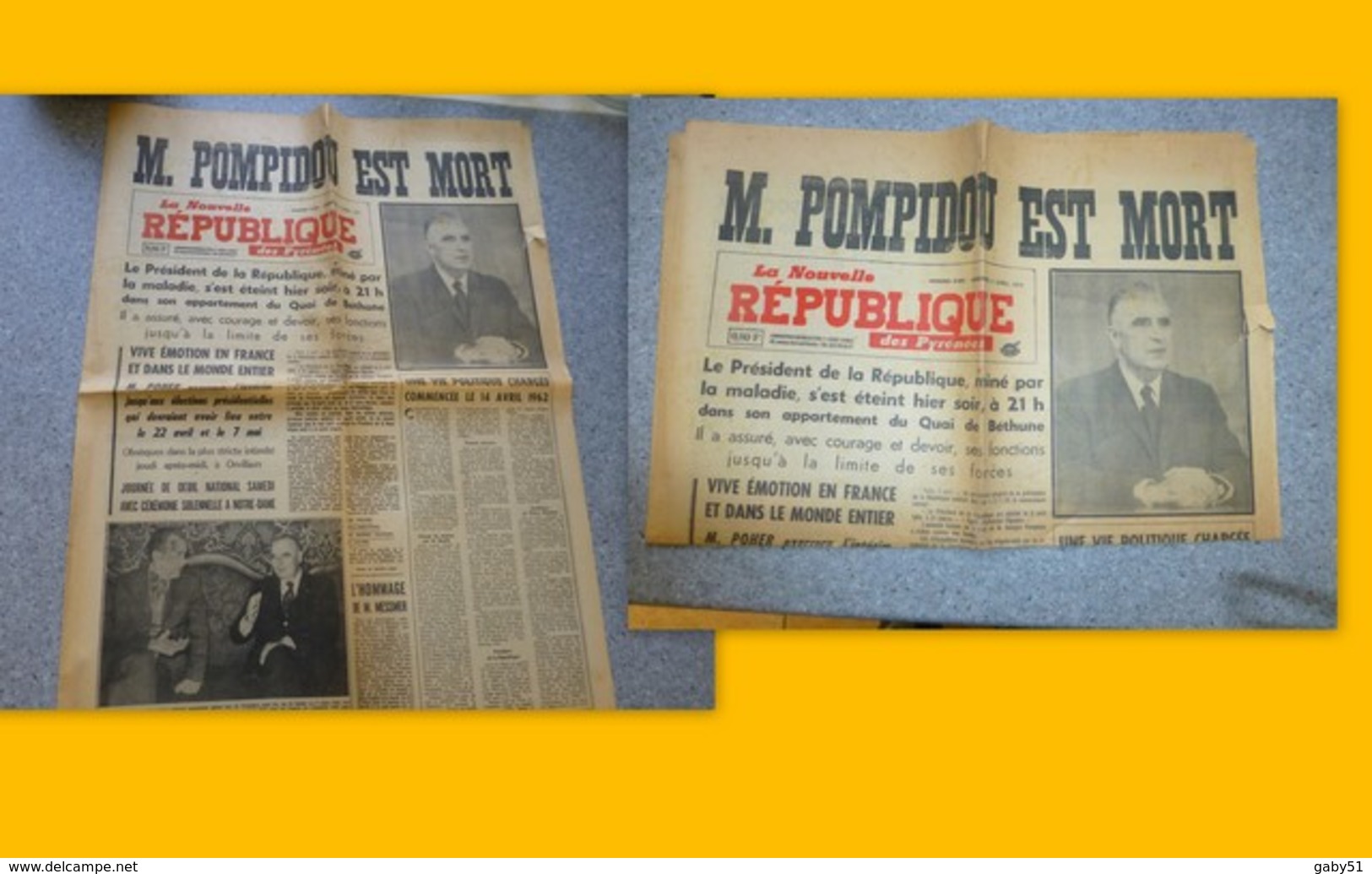 La Nouvelle République Des Pyrénées 3 Avril 1974, M. POMPIDOU Est Mort ; RARE ; JL01 - 1950 à Nos Jours