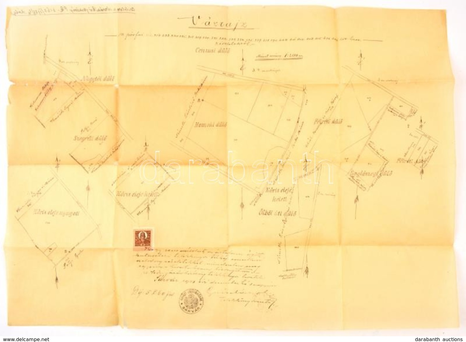 1933 Sárvár Környéki Dűlők Vázrajza (Nagytóti-, Szegréti-, Kőris Eleje Nyugati-, Félréti-, Kőris Eleje Keleti Ölbői úti- - Sonstige & Ohne Zuordnung