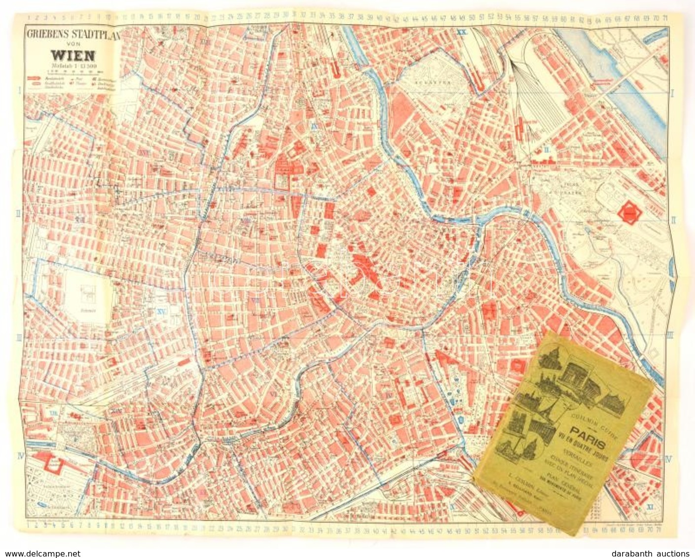 Guilimin Guide. Paris Vu En Quatre Jours. Plan Général Des Monuments De Paris. Paris, én., Guilimin, 30 P.+ 1 Térkép (sz - Sonstige & Ohne Zuordnung