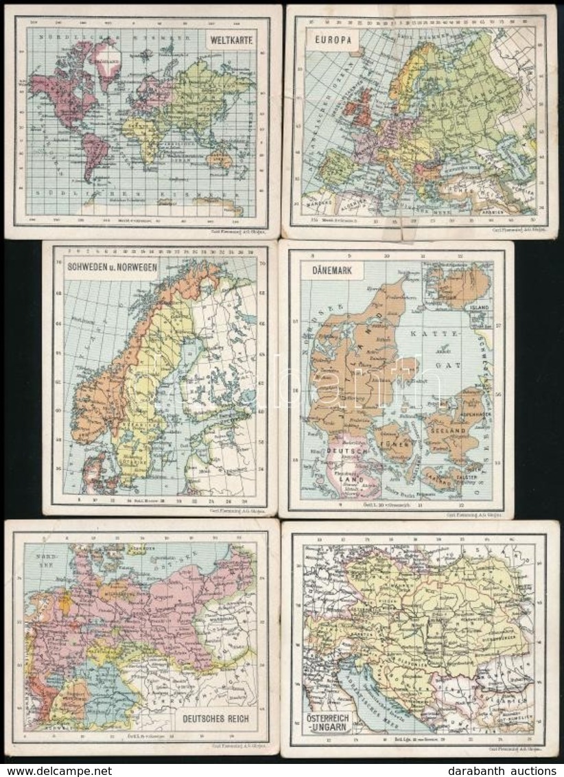 Cca 1910 20 Db Kis Térkép Gyűjtőkártya. Kopps Weltatlas. 10x9 Cm - Sonstige & Ohne Zuordnung