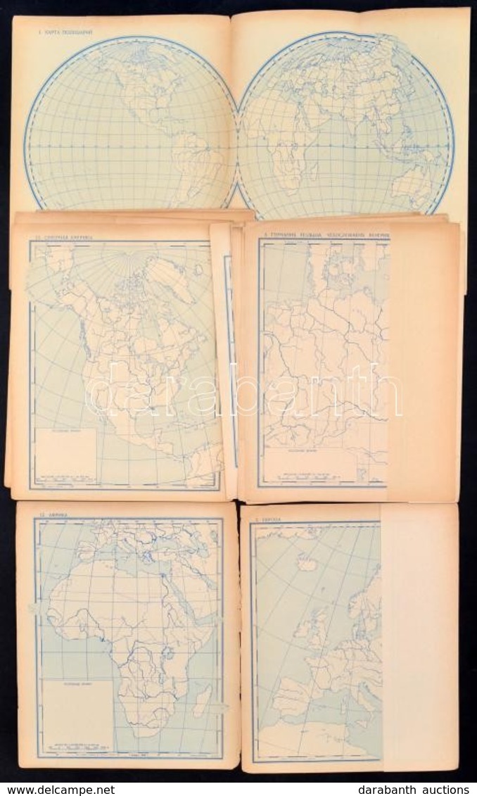 Cca 1953 18 Db Cirill Betűs Vaktérkép Az Egész Világról - Sonstige & Ohne Zuordnung