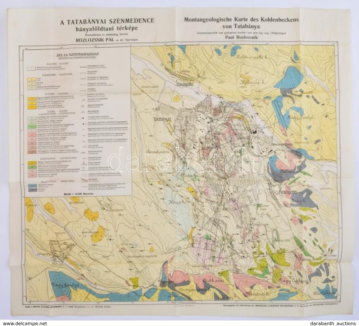 Cca 1920 A Tatabányai Szénmedence Bányaföldtani Térképe, összeáll. és Földtanilag Felvette: Rozlozsnik Pál, Rajzolta: He - Sonstige & Ohne Zuordnung