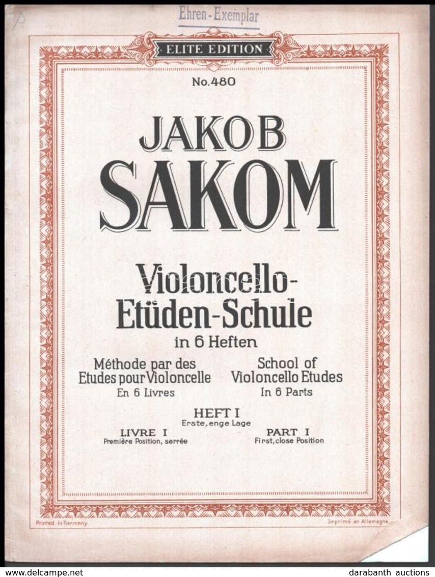 1929 2 Db Kotta: Jakob Sakom: Violoncello-Etüden-Schule és Lee: Praktische Violoncello-Schule - Sonstige & Ohne Zuordnung