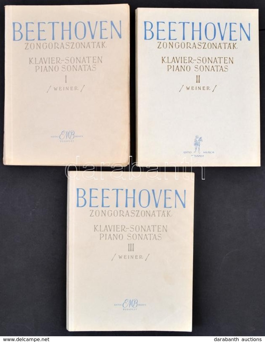Ludwig Van Beethoven: Zongoraszonáták. I-III. Köt. Ujjrenddel, Az ékesítések Kivitelezésével, Frazeálással, Pedáljelekke - Sonstige & Ohne Zuordnung