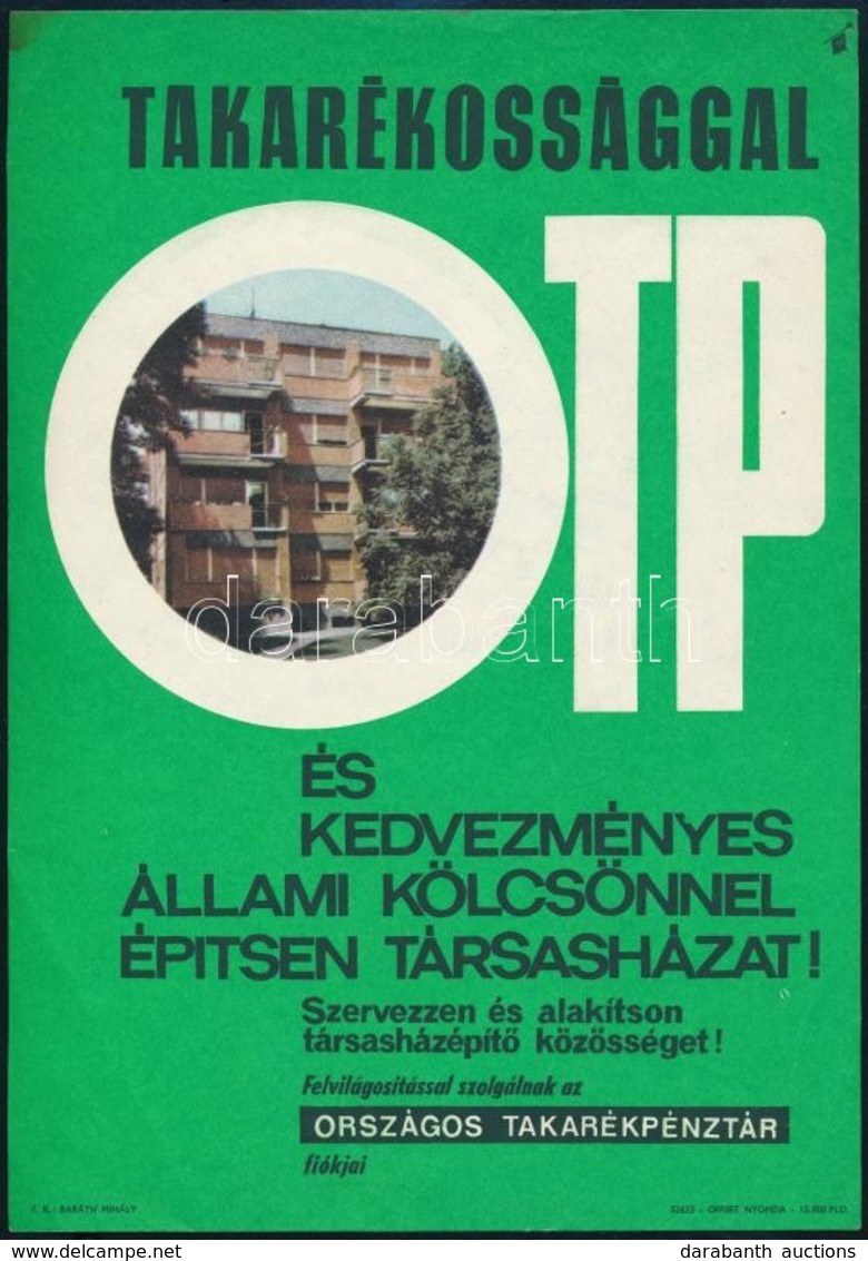 Cca 1960 OTP Takarékossággal és Kedvezményes állami Kölcsönnel építsen Házat, Reklámos Villamosplakát, Bp. Offset-ny., 2 - Sonstige & Ohne Zuordnung