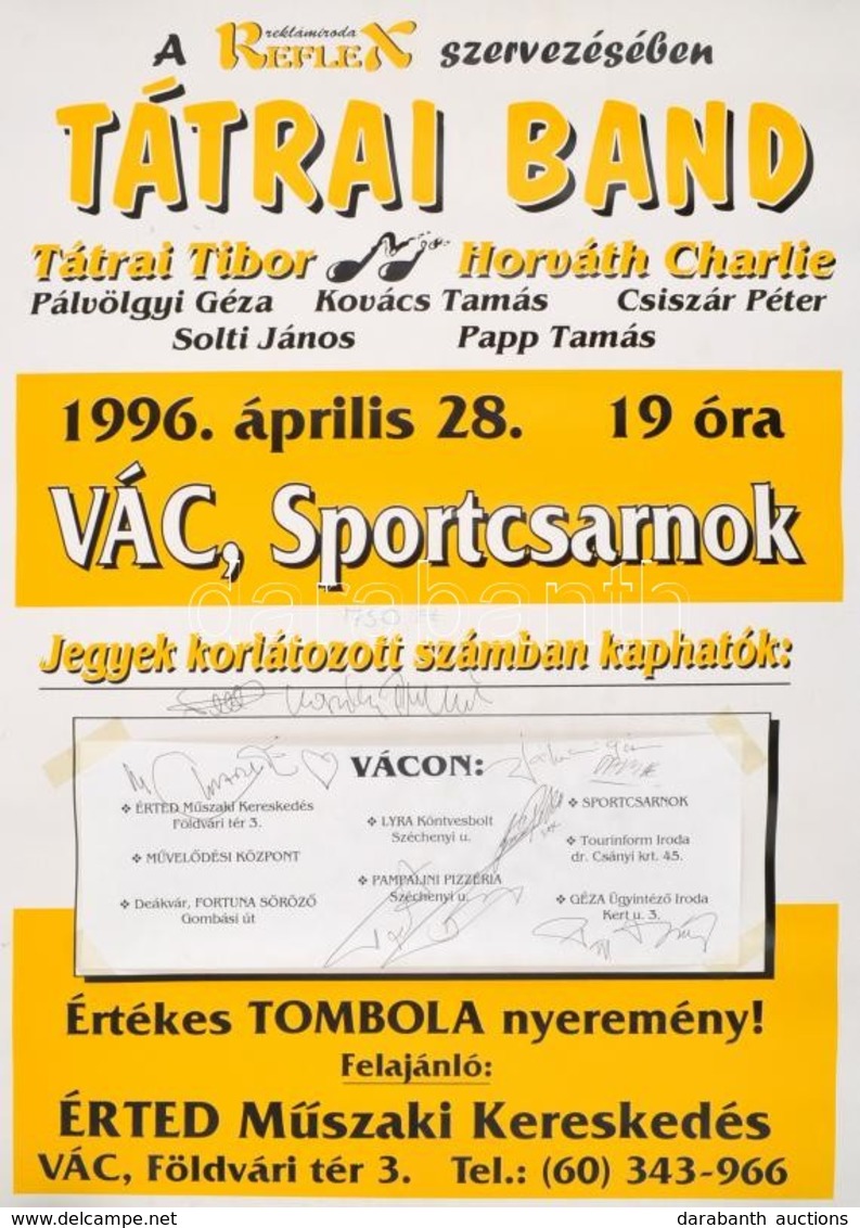 1966 A Tátrai Band és Charlie Koncertjének Plakátja, Aláírásokkal, 59×42 Cm - Sonstige & Ohne Zuordnung