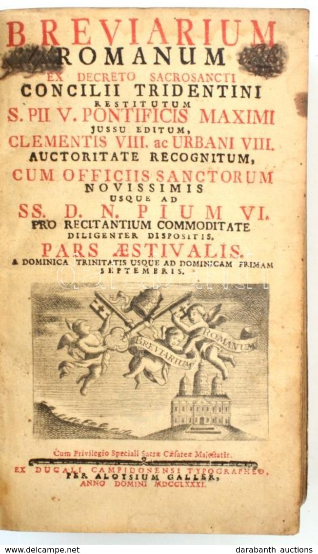 Breviarium Romanum Ex Decreto Sacrosancti Concilii Tridentini Restitutum, S. Pii V. Pontificis Maximi Jussu Editum, Clem - Unclassified