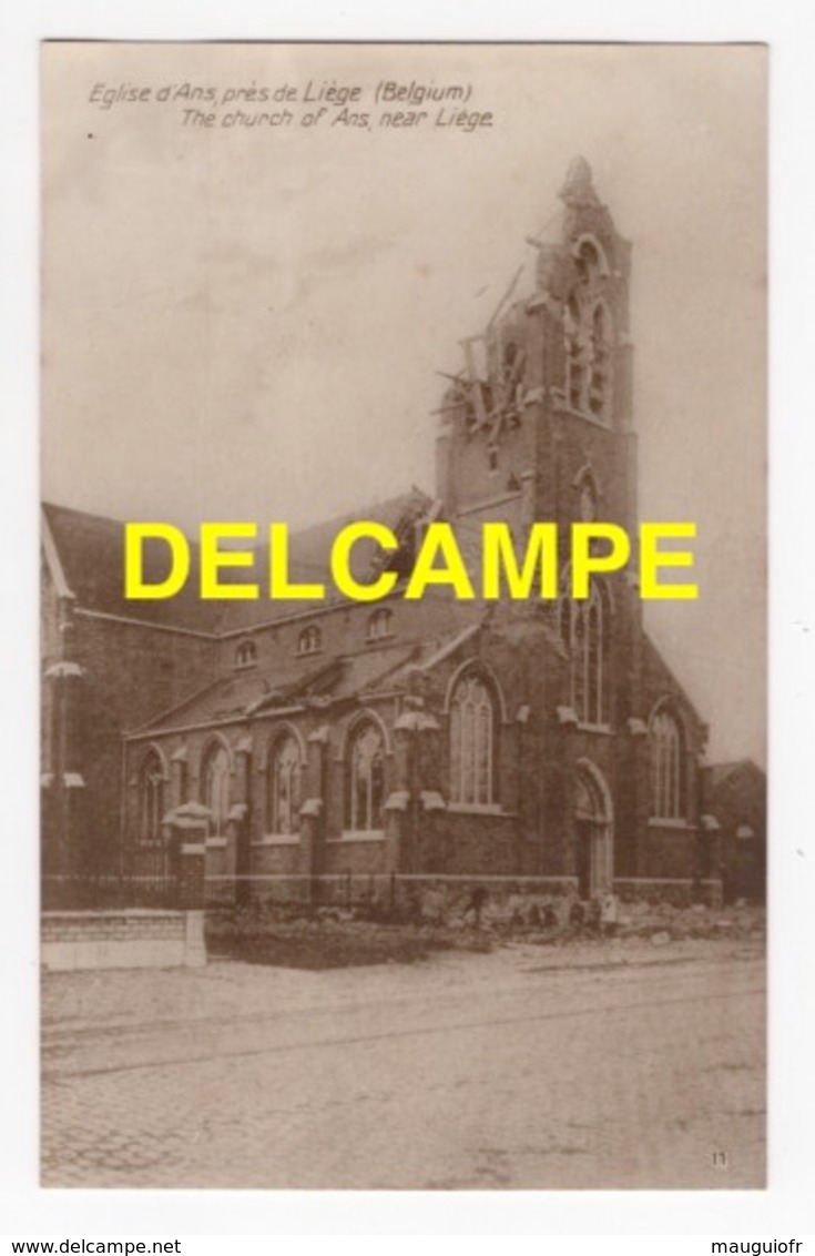 DF / BELGIQUE / PROVINCE DE LIÈGE / ANS / L' ÉGLISE PARTIELLEMENT DÉTRUITE ( GUERRE 1914-18 ? ) - Ans