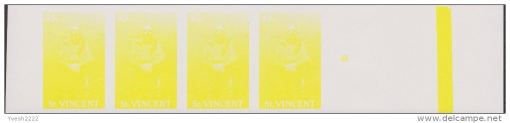 Saint-Vincent 1988 Y&T 1051. 6 Bandes De 4, Essais De Couleurs Offset. Plongée Sous-marine, Scaphandrier - Plongée