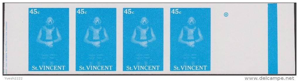 Saint-Vincent 1988 Y&T 1051. 6 Bandes De 4, Essais De Couleurs Offset. Plongée Sous-marine, Scaphandrier - Diving