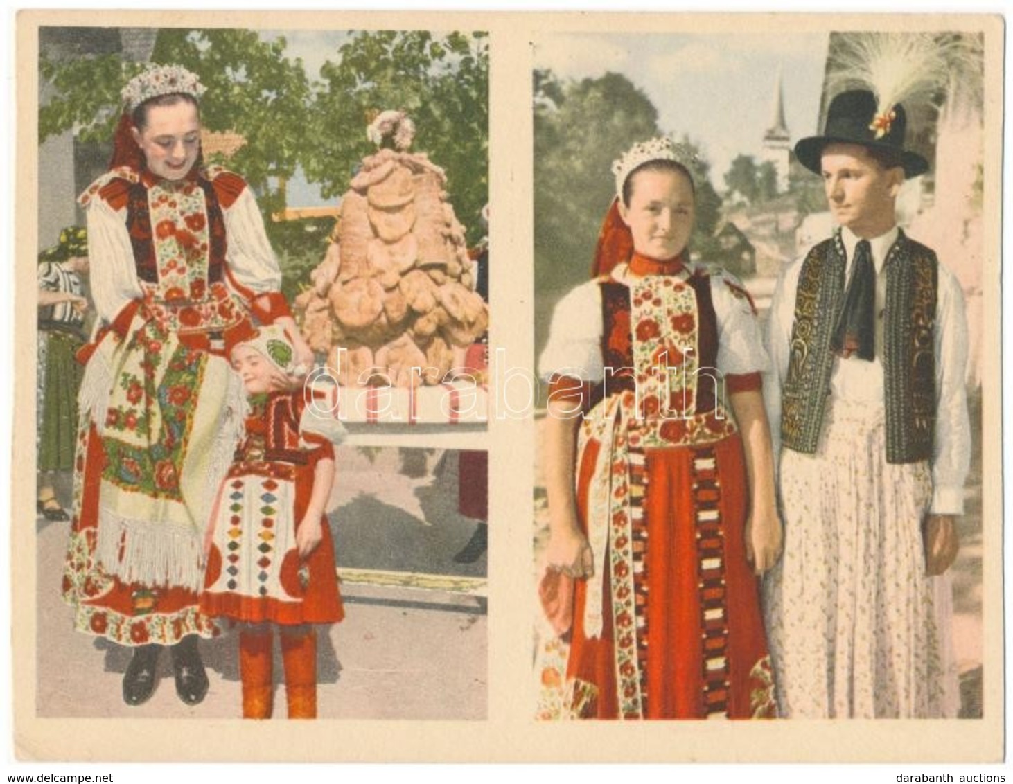 ** 3 Db MODERN Nagyalakú Kettős Motívum Képeslap: Népviselet és Mese / 3 Modern Big Sized Twin Motive Postcards: Hungari - Ohne Zuordnung
