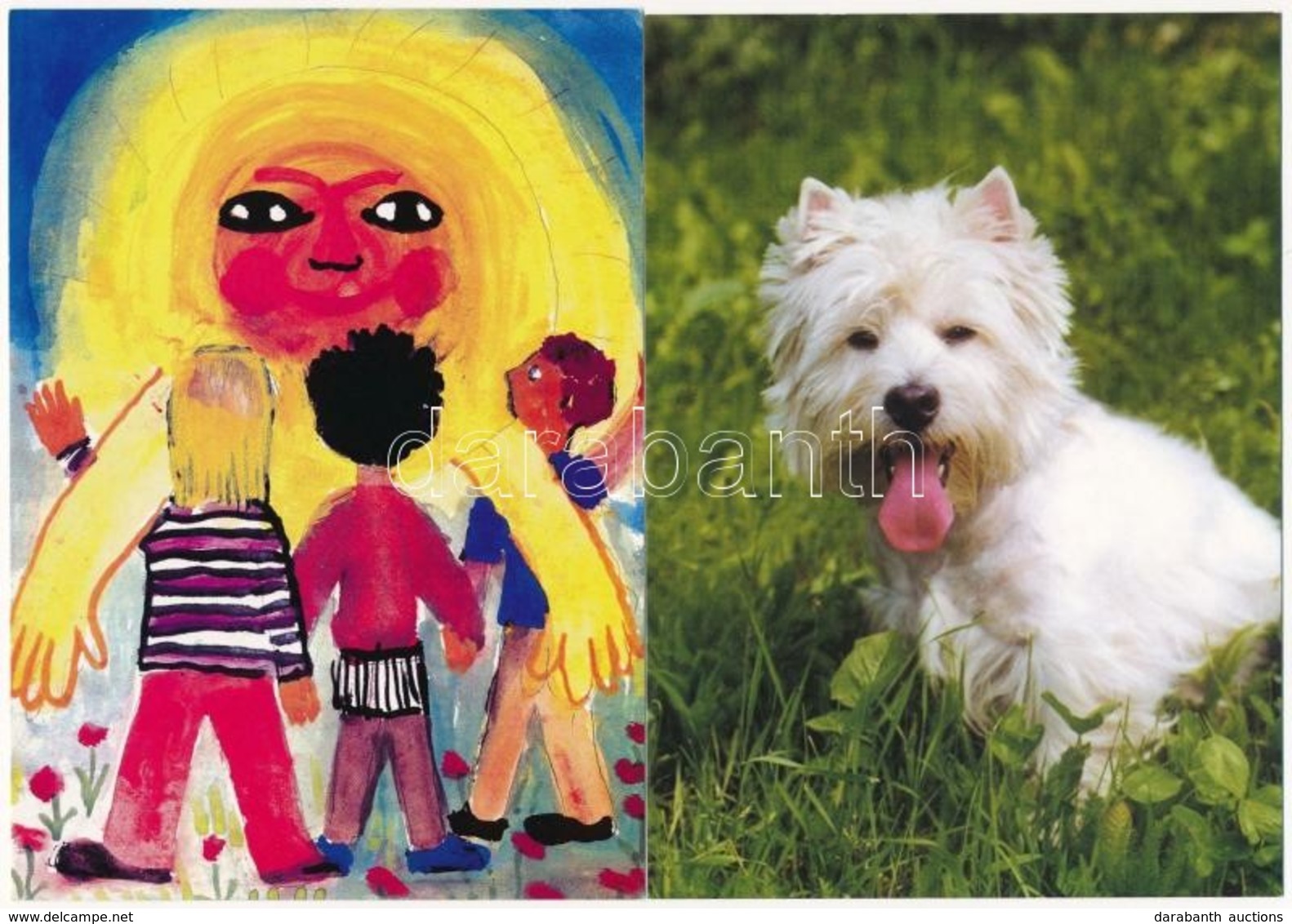 ** 2 Db Modern Képeslap: Kutya (Fotex), Jugoszláv Nagykövetség Háborúellenes Propagandalapja / 2 Modern Postcards: Dog,  - Ohne Zuordnung