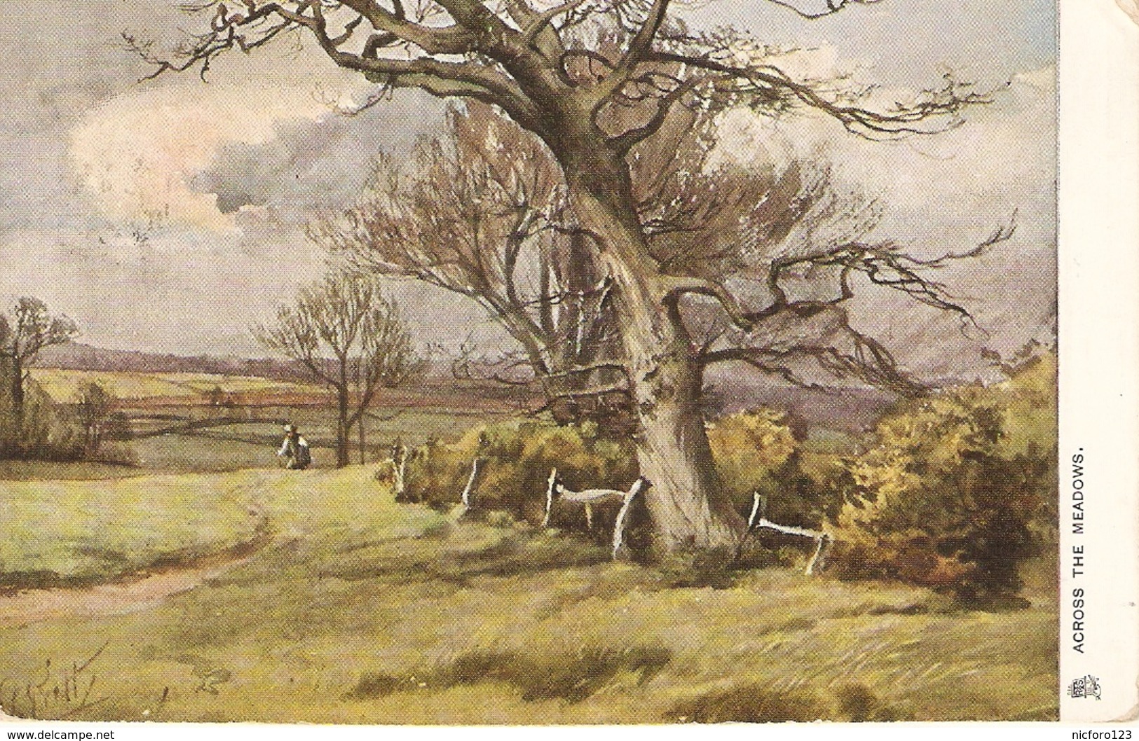 8"G. Gretty. Country Charms. Across The Meadows" Tuck Oiette PC # 1407 - Tuck, Raphael