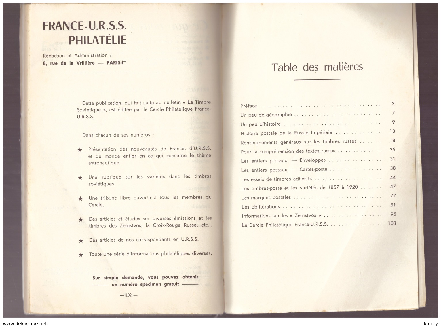 Catalogue Les Timbres Poste De La Russie Imperiale édité Par Cercle Philatélique France Russie 1964 102 Pages - France