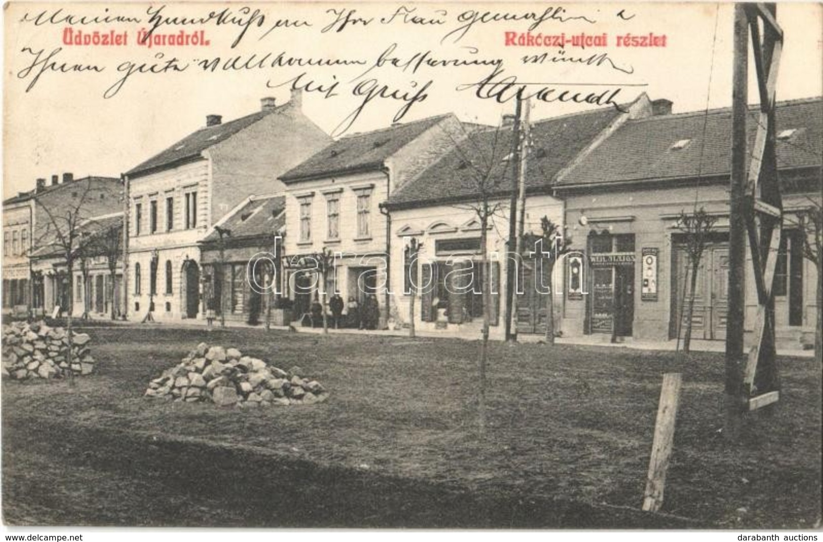 T2 1910 Arad, Újarad; Rákóczi Utca, Weil Alajos és West Antal üzlete. Kapható Mayr Lajos-féle Papírkereskedésben / Stree - Non Classés