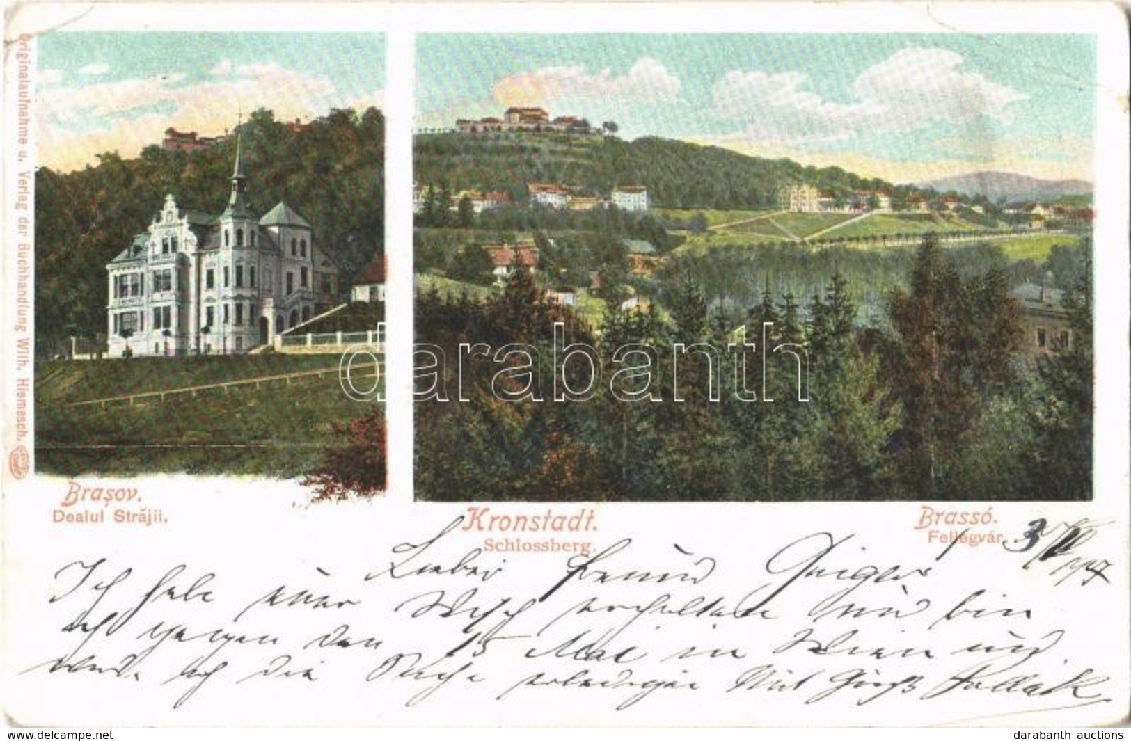 T3 1907 Brassó, Kronstadt, Brasov; Dealul Strajii / Schlossberg / Fellegvár, Villa. Wilh. Hiemesch / Villa Alley (EB) - Ohne Zuordnung