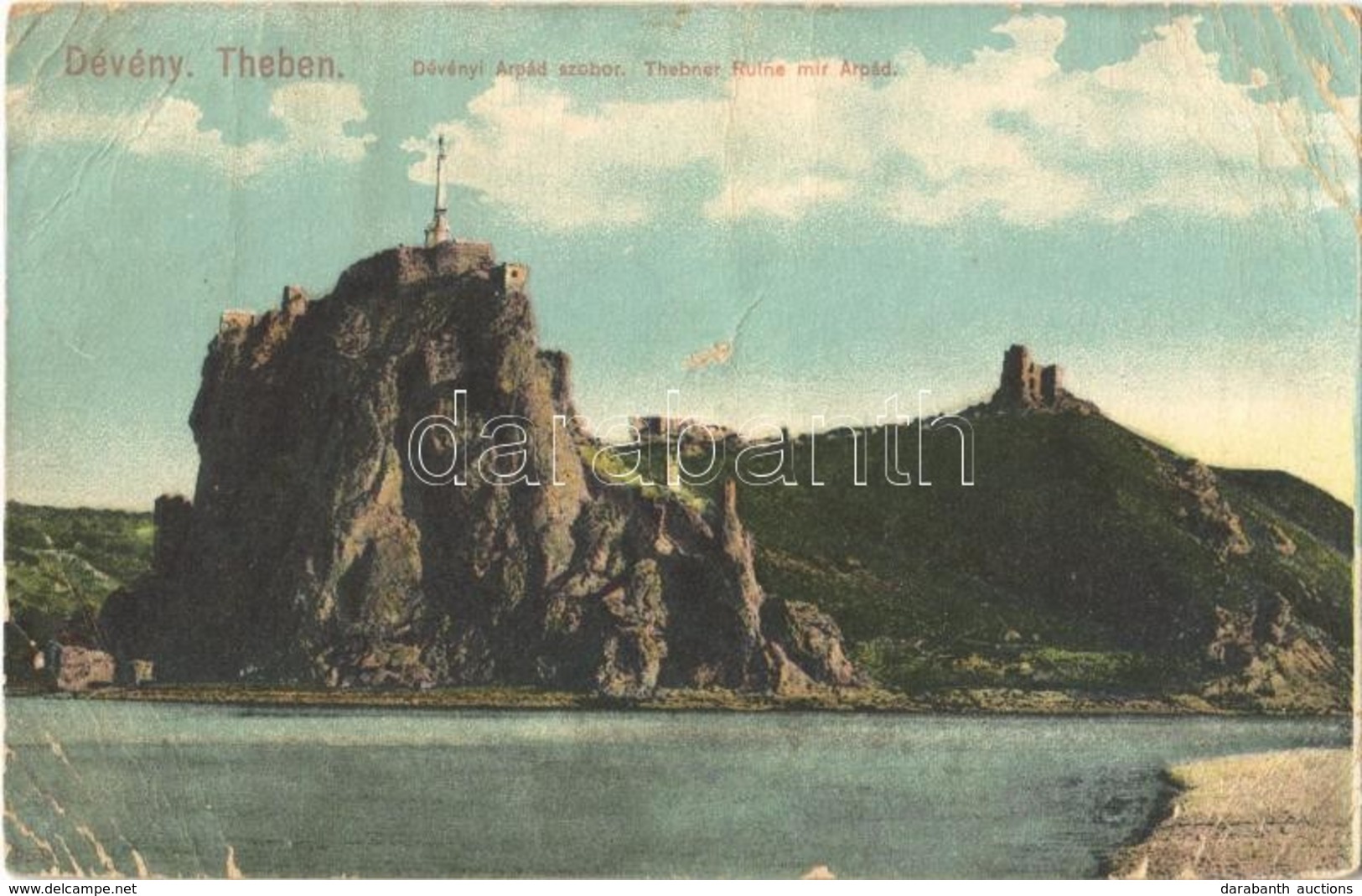 T4 1910 Dévény, Theben A. D. Donau, Devín (Pozsony, Bratislava); Árpád Szobor, Vár / Devínsky Hrad / Castle Ruins, Mille - Ohne Zuordnung
