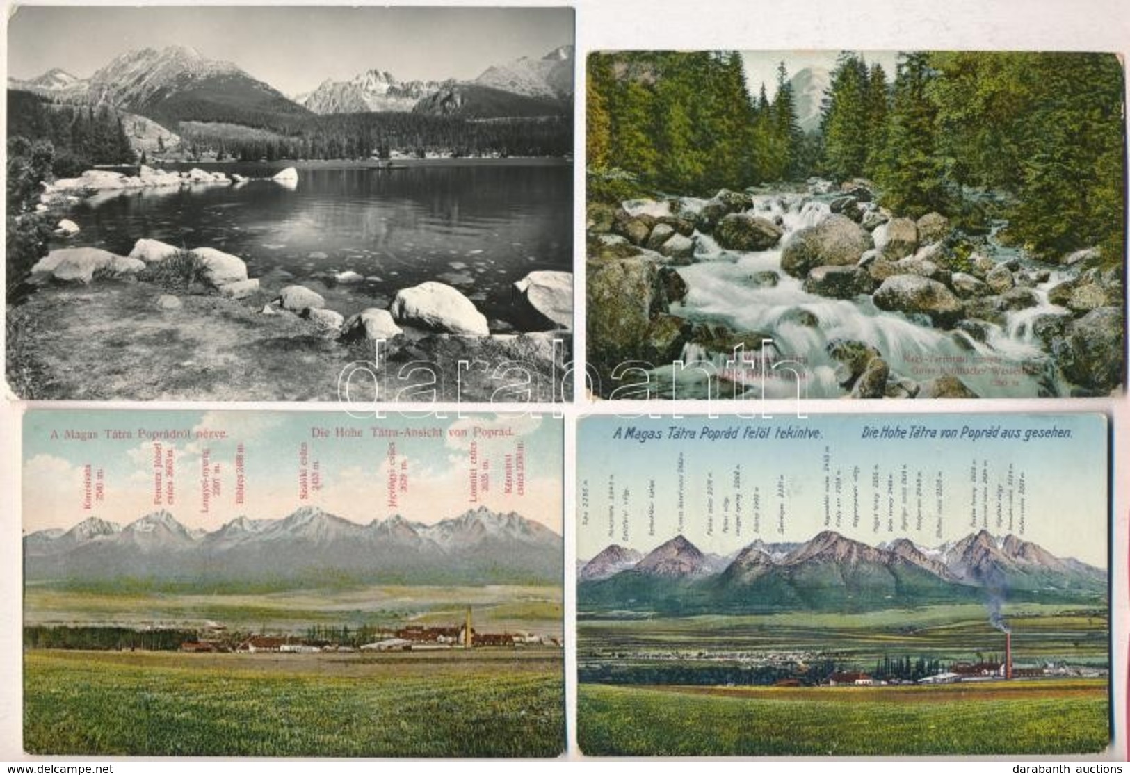 ** Tátra, Vysoké Tatry; - 6 Db Régi Képeslap, Közte Egy Hajtatlan Panorámalap / 6 Pre-1945 Postcards With One Unfolded P - Ohne Zuordnung