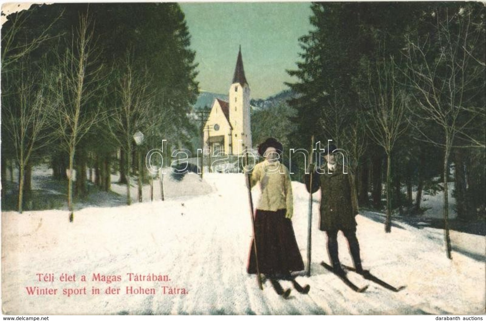 T3 1910 Tátra, Magas Tátra, Vysoké Tatry; Téli élet A Magas Tátrában, Síelők, Templom, Téli Sport / Winter Sport In Der  - Unclassified