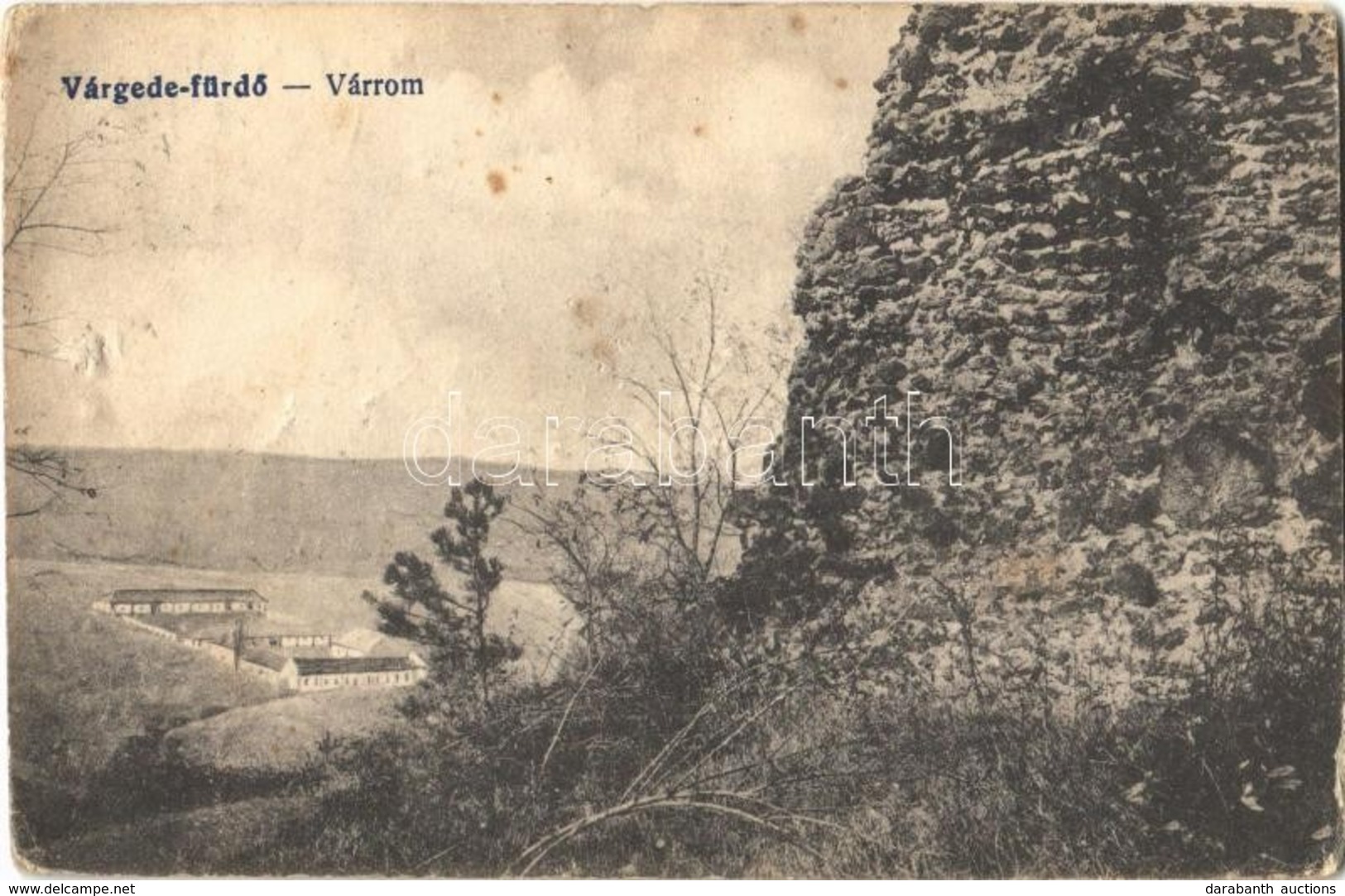 T4 1919 Várgedefürdő, Kúpele Hodejov; Várrom / Castle Ruins (lyuk / Hole) - Ohne Zuordnung