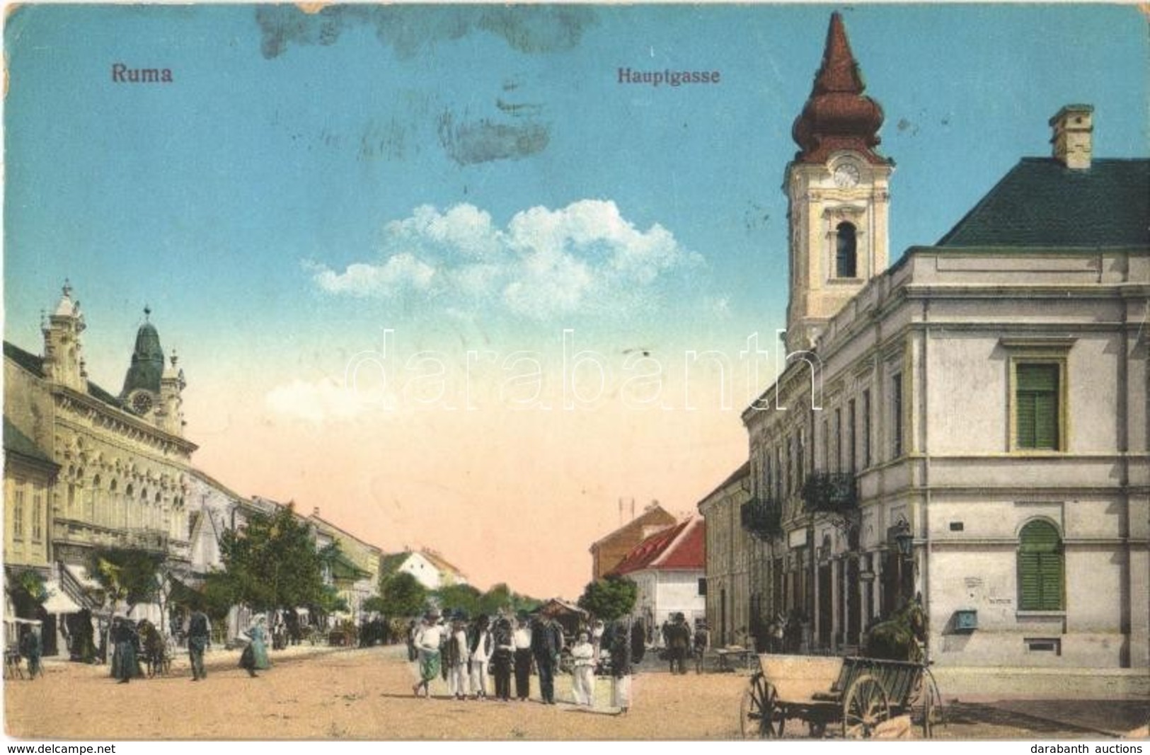 T2/T3 1915 Árpatarló, Ruma; Fő Utca, Piac / Hauptgasse / Main Street, Market (EK) - Ohne Zuordnung