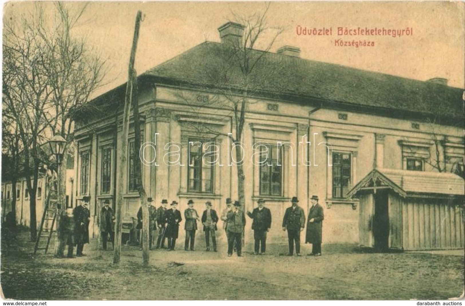 * T2/T3 1908 Bácsfeketehegy, Feketitsch, Schwarzenberg, Feketic; Községháza, Létra. W. L. 633. / Town Hall, Ladder (Rb) - Ohne Zuordnung