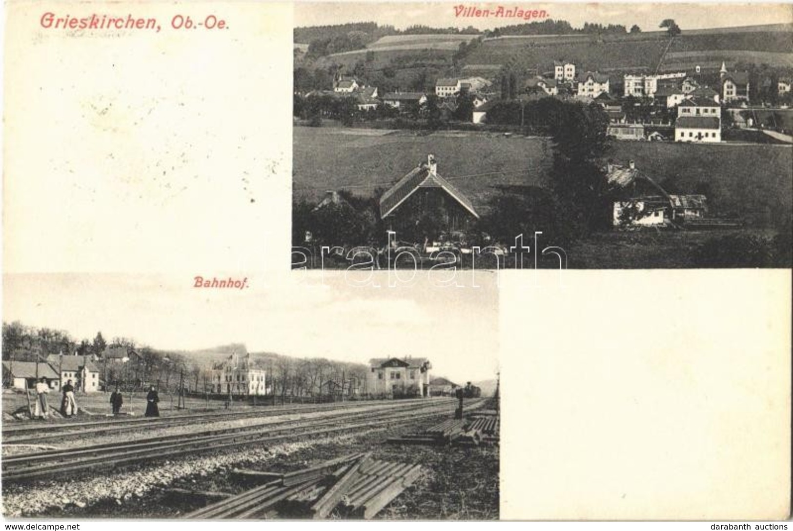 T2 1912 Grieskirchen, Villen Anlagen, Bahnhof / Villas, Railway Station - Ohne Zuordnung
