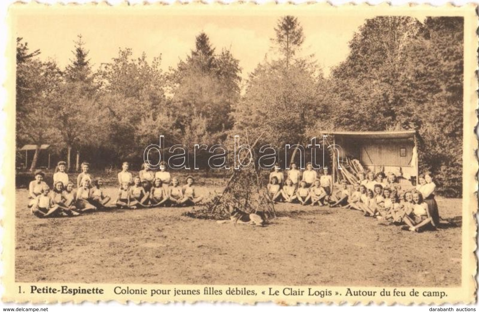 ** T2/T3 Petite-Espinette, Colonie Pour Jeunes Filles Débiles, "Le Clair Logis", Autour Du Feu De Camp / Camp For Girls  - Ohne Zuordnung