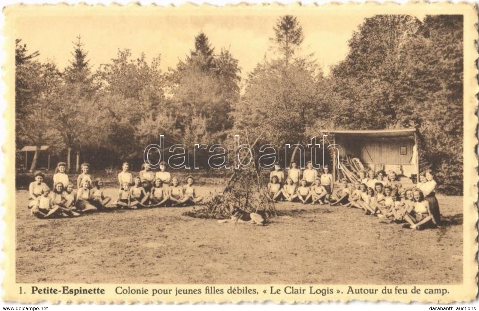 ** T2 Petite-Espinette, Kleine Hut; Colonie Pour Jeunes Filles Débiles "Le Clair Logis", Autour Du Feu De Camp / Camp Fo - Ohne Zuordnung