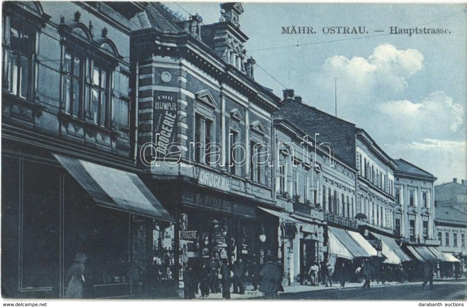 ** T2 Ostrava, Mährisch Ostrau; Hauptstrasse / Main Street, Emil Huwar Drogerie - Ohne Zuordnung