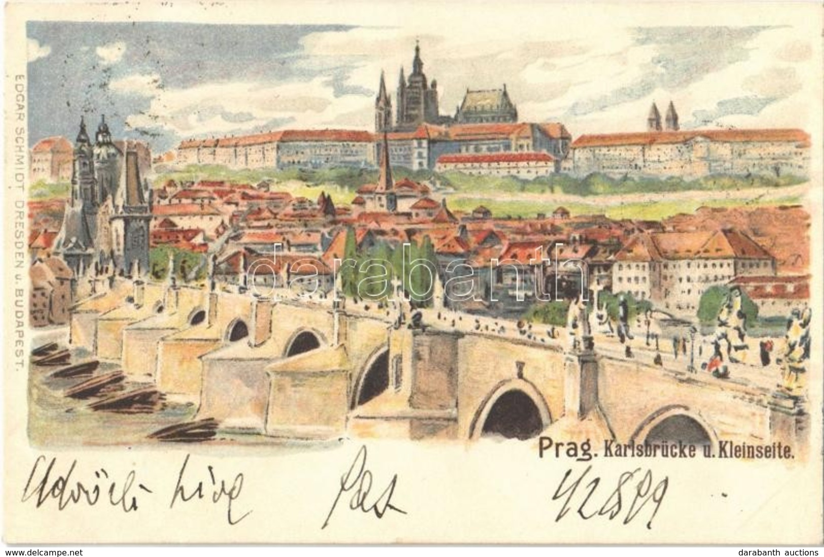 T2/T3 1899 Praha, Prag; Karlsbrücke Und Kleinseite / Bridge. Edgar Schmidt Litho - Ohne Zuordnung