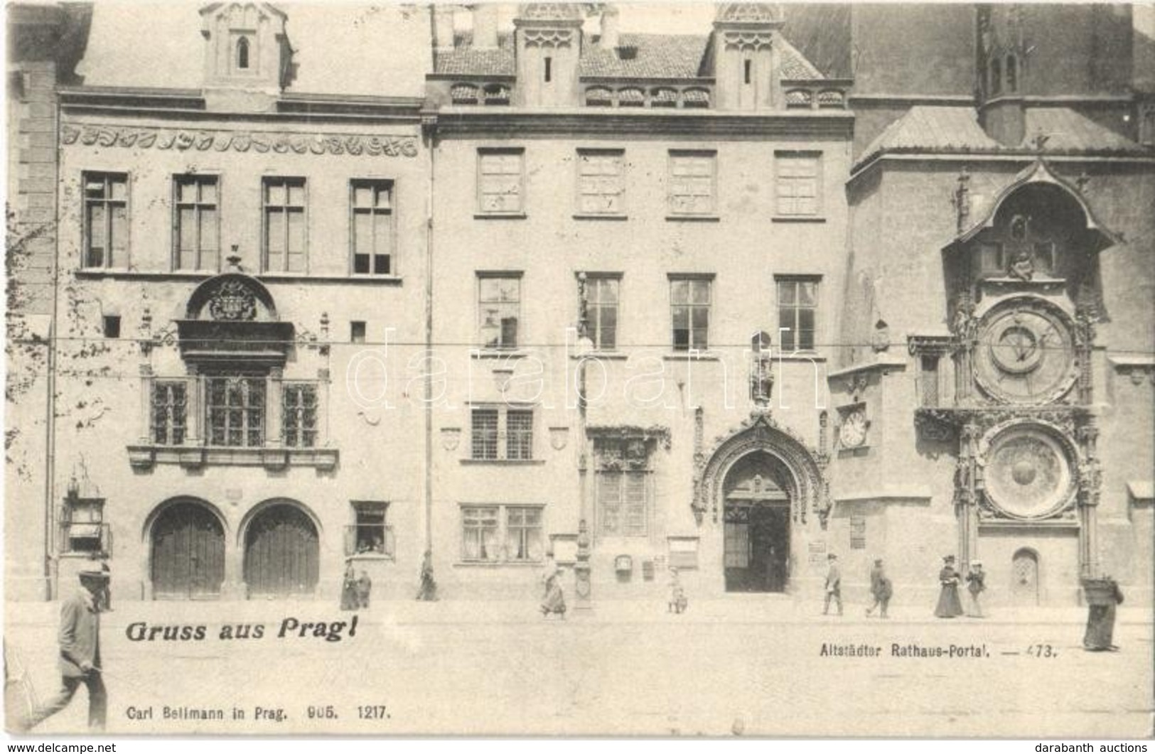 T2/T3 1906 Praha, Prag; Altstädter Rathaus Portal / Old Town Hall Entry (small Tear) - Sin Clasificación