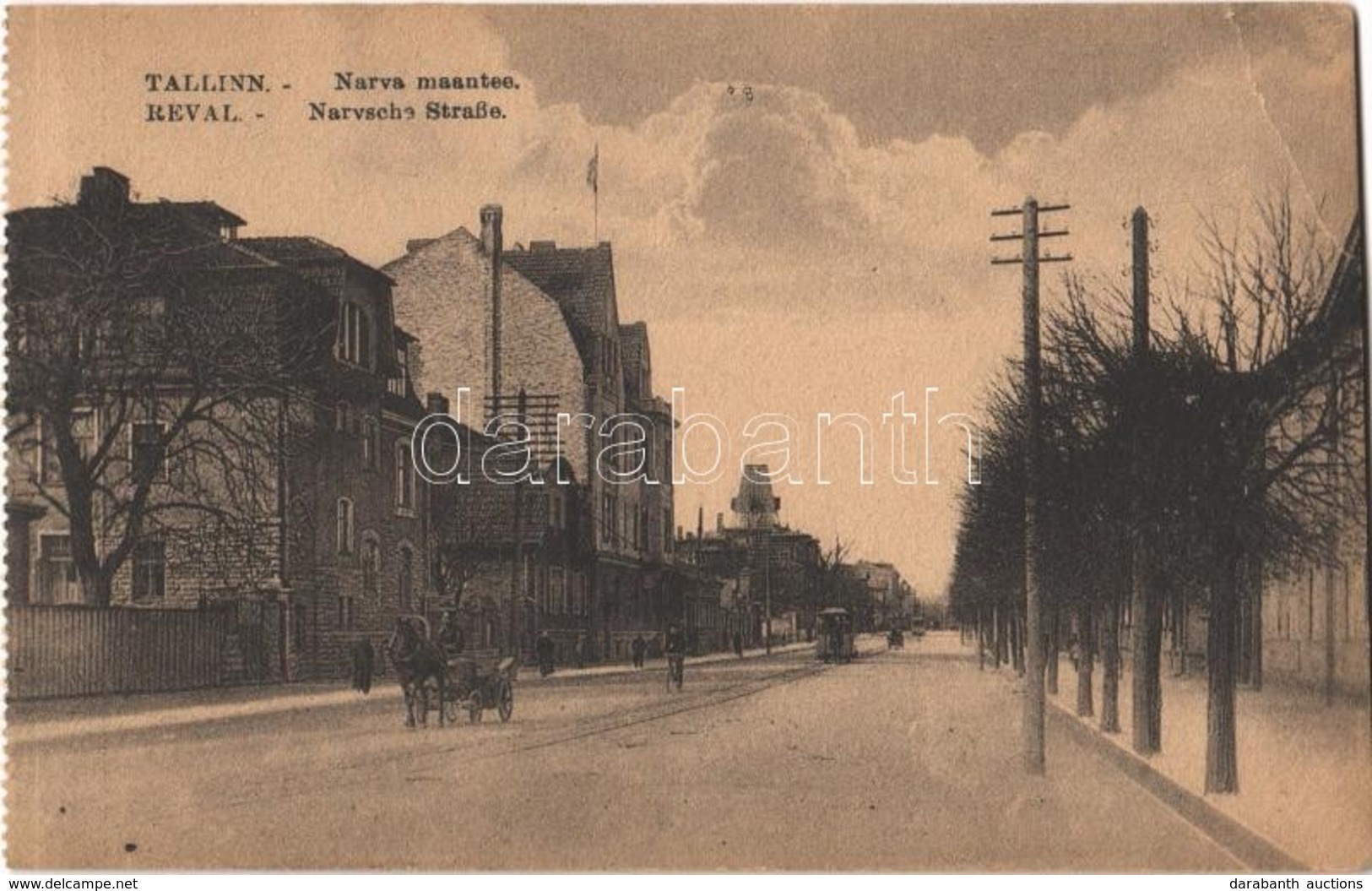 ** T3 Tallinn, Reval; Narva Maantee / Narva Street, Trams, Horse-drawn Carriage, From Postcard Booklet (EB) - Ohne Zuordnung