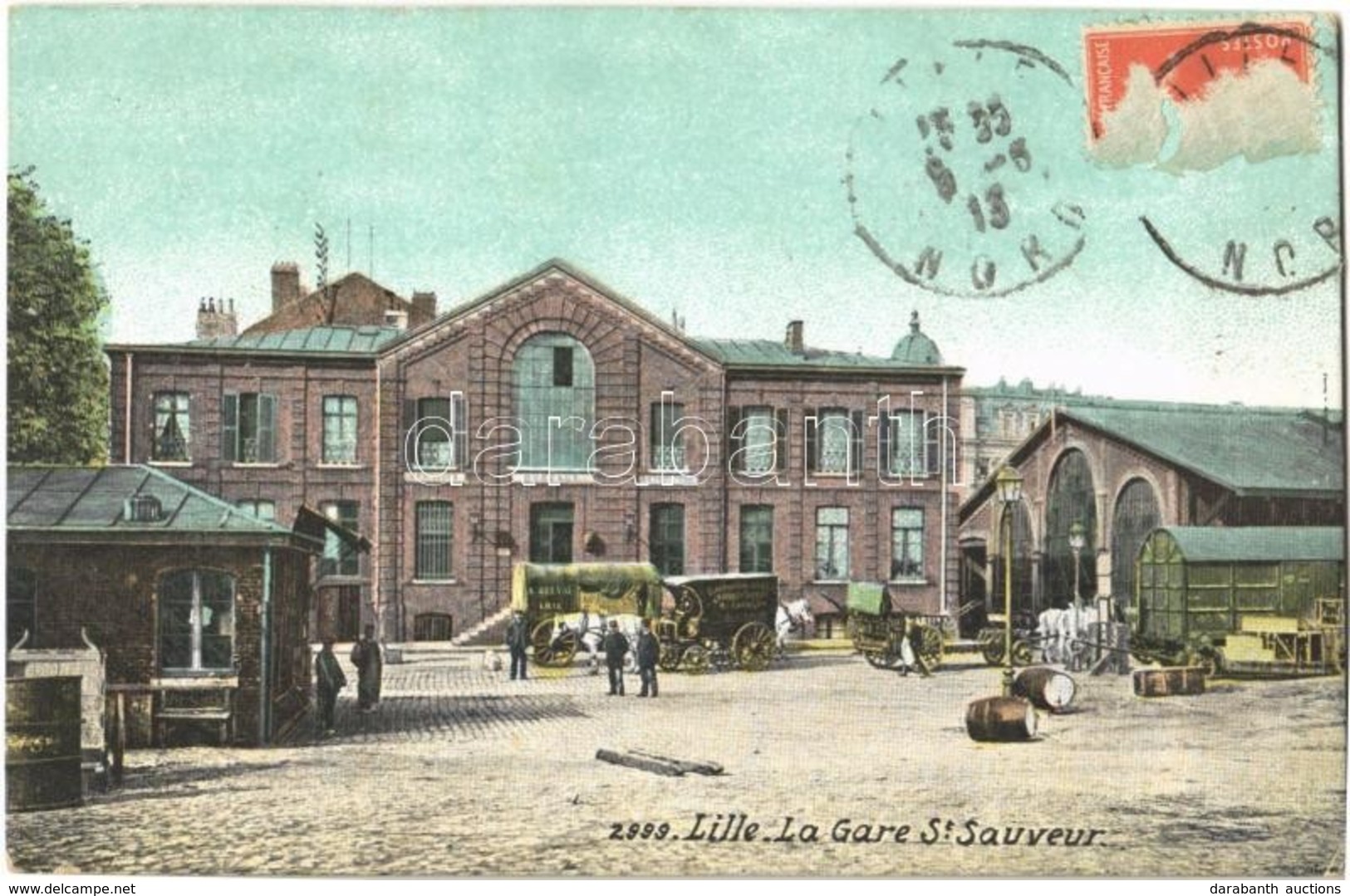 * T2/T3 1913 Lille, La Gare St. Sauveur / Railway Station, Horse-drawn Carriage (EK) - Ohne Zuordnung