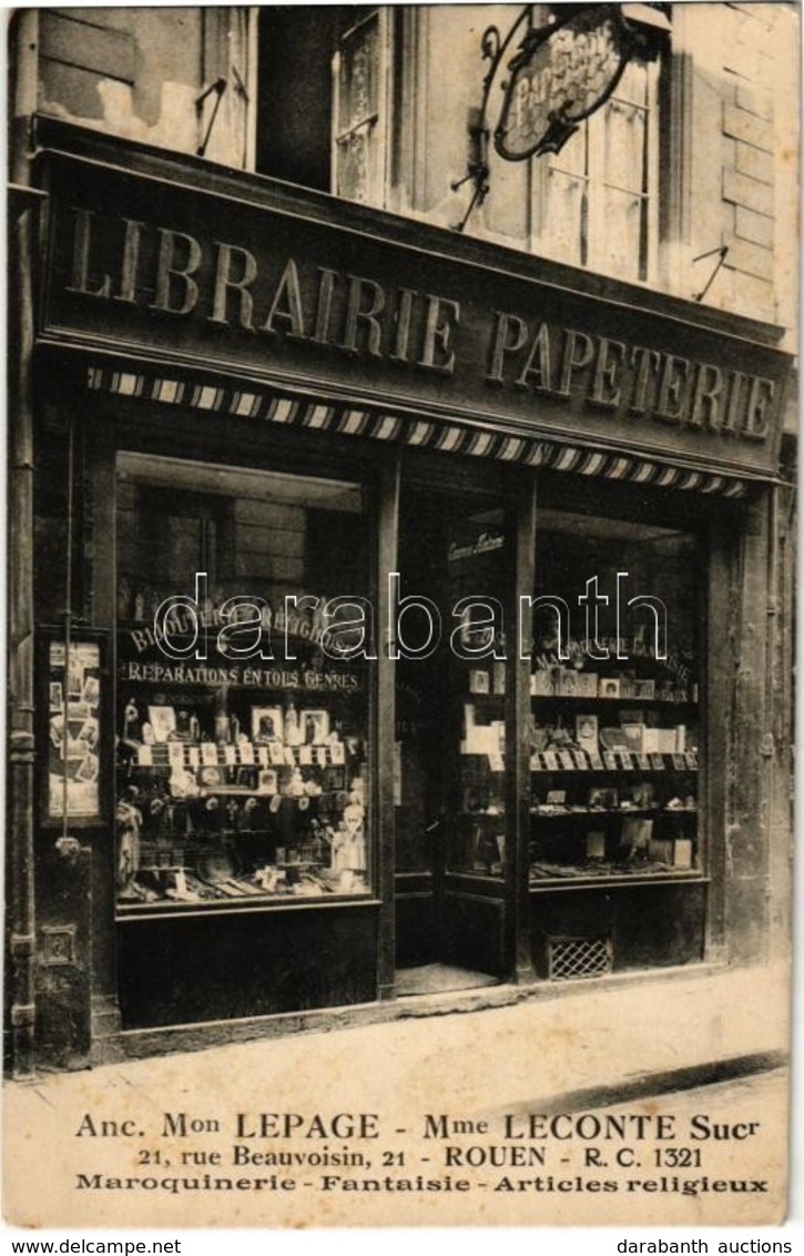 ** T2 Rouen, Librairie Papeterie. Anc. Mon Lepage Mme Leconte Sucr. 21, Rue Beauvoisin / Book And Paper Shop - Ohne Zuordnung