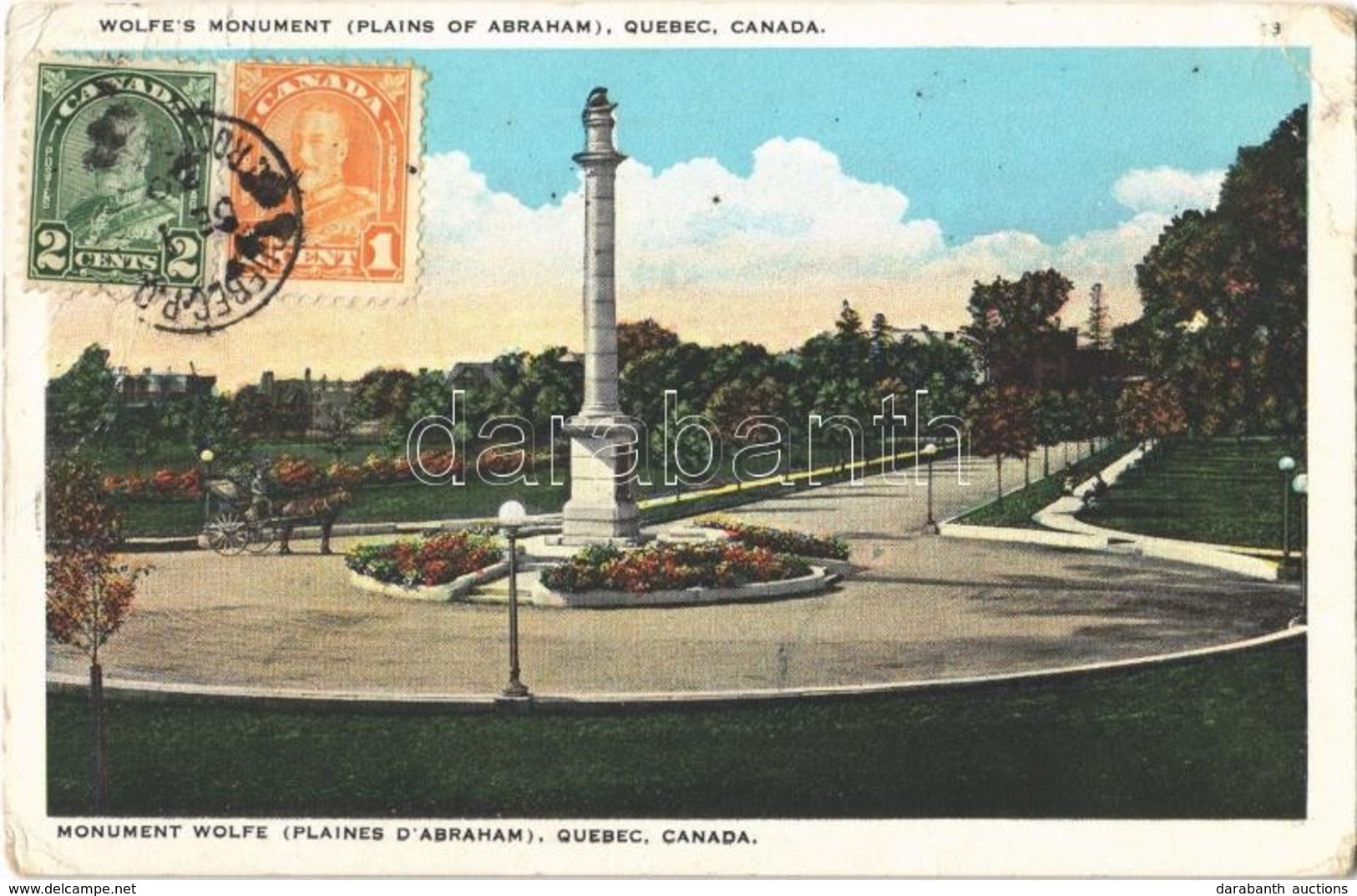 T3 1930 Quebec, Wolfe's Monument (Plains Of Abraham). TCV Card (EB) - Ohne Zuordnung
