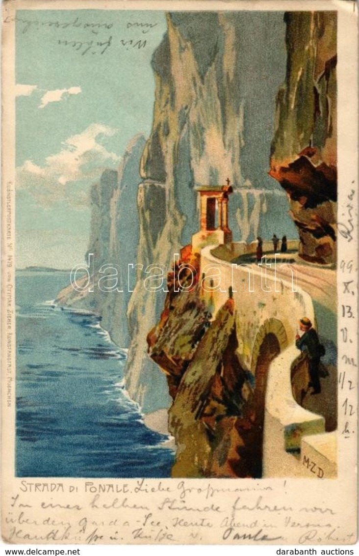 T2/T3 1899 Strada Del Ponale, Ponale Road; Kuenstlerpostkarte No. 1479. Von Ottmar Zieher Litho (EK) - Ohne Zuordnung
