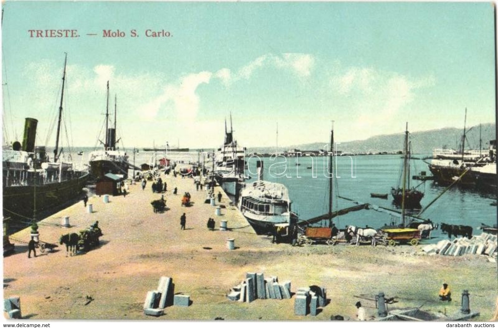 ** T2/T3 Trieste, Molo San Carlo / Port, Ships (worn Corners) - Ohne Zuordnung