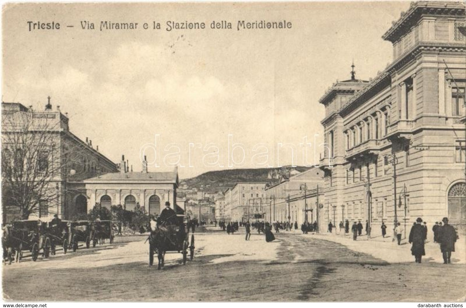 T2/T3 1906 Trieste, Trieszt; Via Miramar E La Stazione Della Meridionale / Street, Railway Station (EB) - Ohne Zuordnung