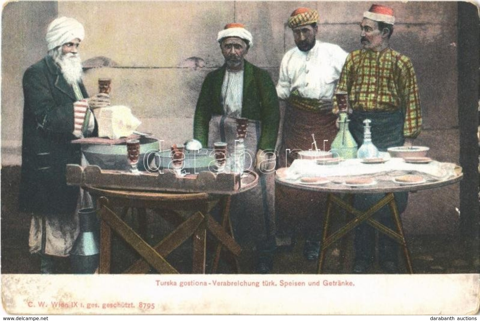 T2/T3 1909 Turska Gostiona / Verabreichung Türk. Speisen Und Getränke / Turkish Folklore, Food And Drinks (fl) - Ohne Zuordnung