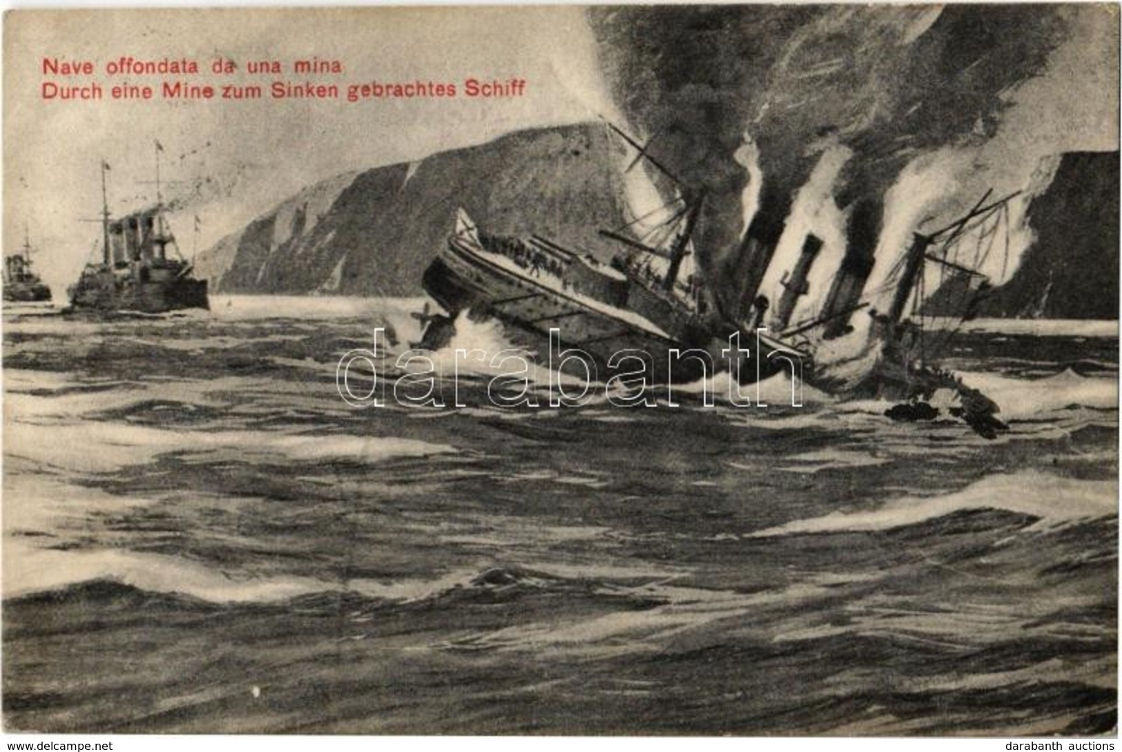 * T2/T3 Nave Offondata Da Una Mina / Durch Eine Mine Zum Sinken Gebrachtes Schiff / WWI Austro-Hungarian Navy, K.u.K. Kr - Ohne Zuordnung