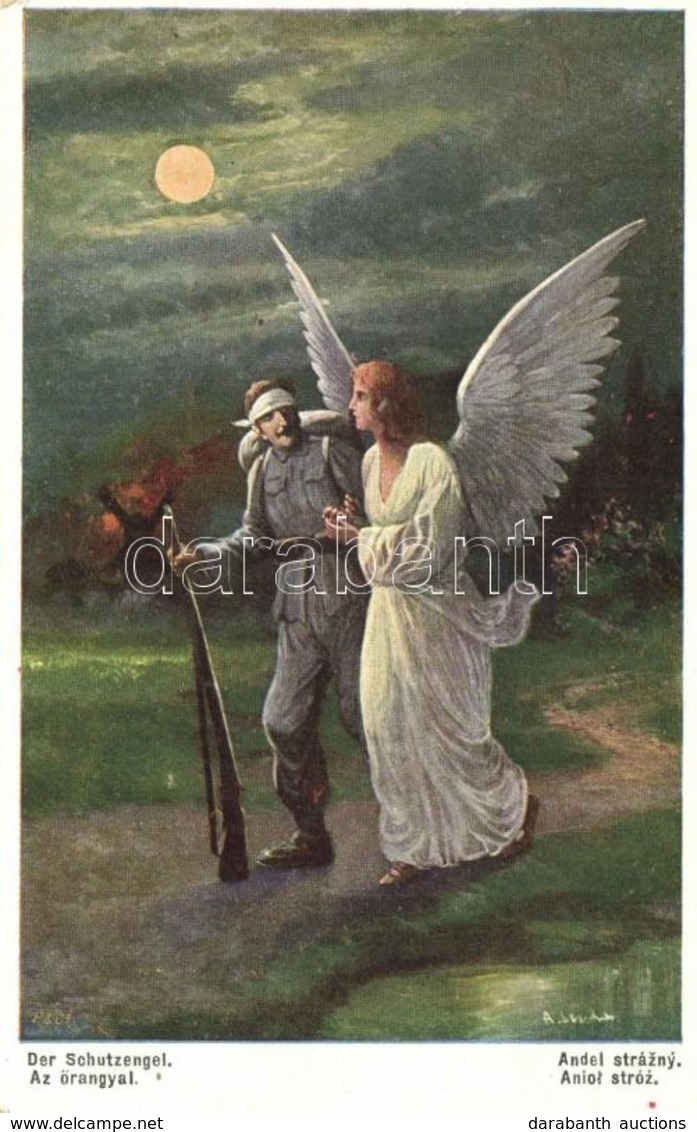 ** T1/T2 WWI Austro-Hungarian Soldier With An Angel, Emge Nr. 131. Artist Signed - Ohne Zuordnung
