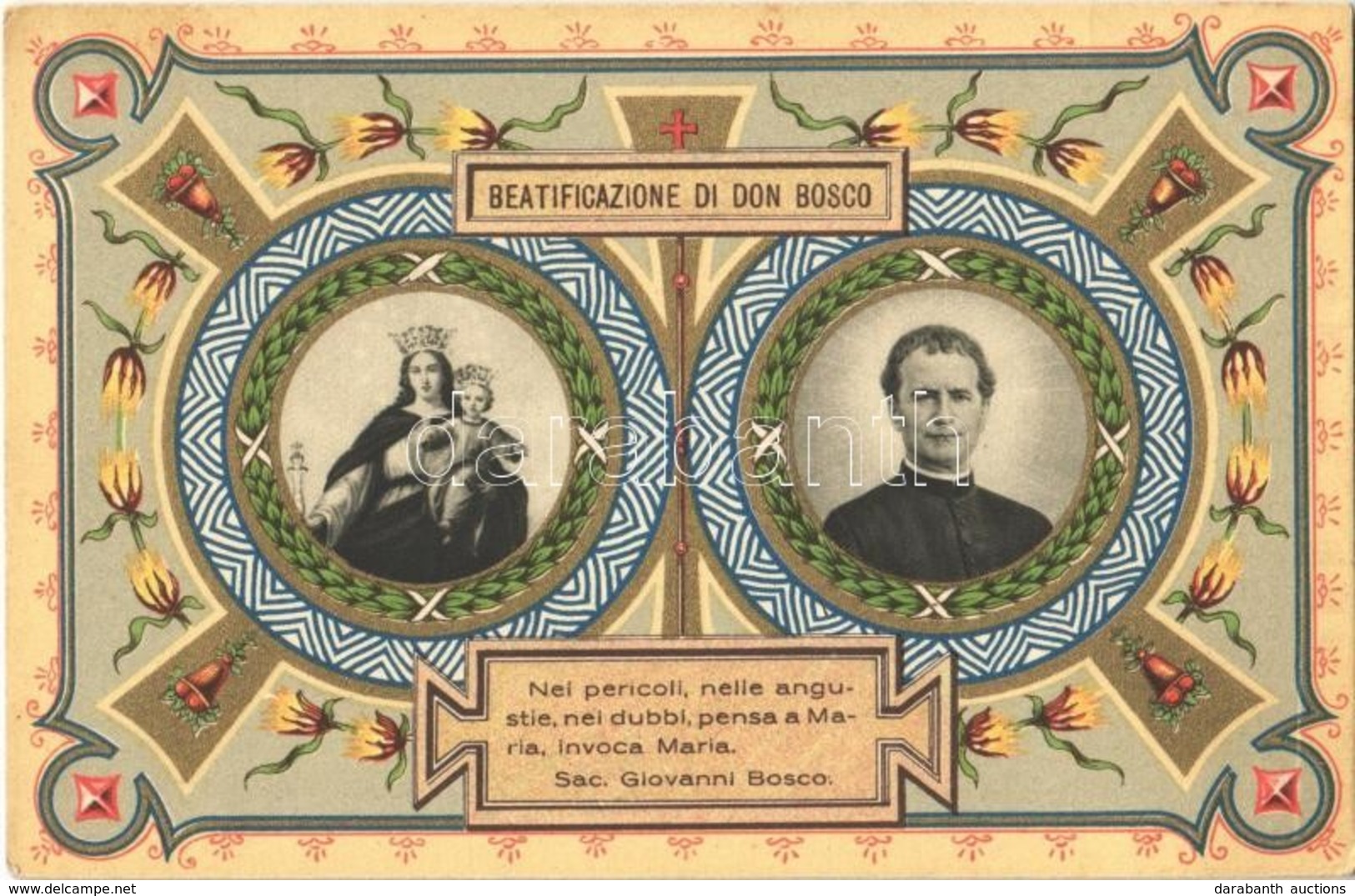 ** T2/T3 Beatificazione Di Don Bosco / Beatification Of Don Bosco. Art Nouveau, Floral, Litho (fl) - Ohne Zuordnung