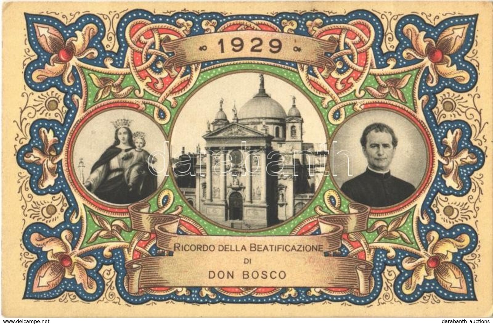 ** T1/T2 1929 Ricordo Della Beatificazione Di Don Bosco / Beatification Of Don Bosco. Art Nouveau, Floral - Ohne Zuordnung